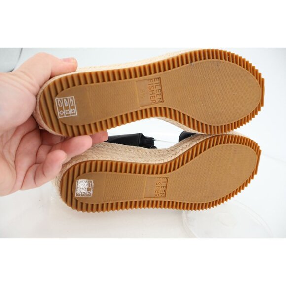 Eileen Fisher Women Weslia Leather Ankle Strap Wedge Espadrille Sandals Size 8.5 - Picture 9 of 12